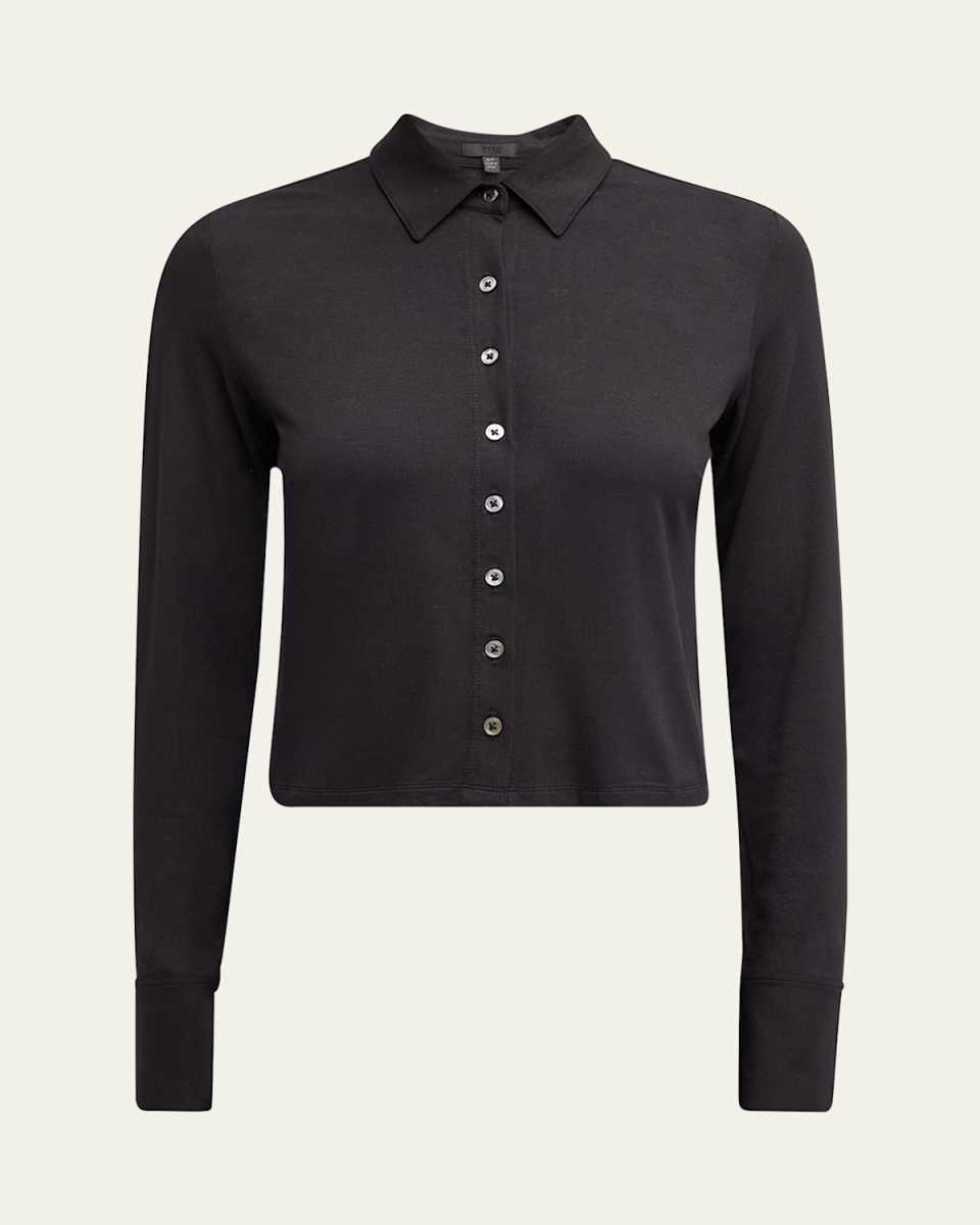 Matte Jersey Button-Front Top